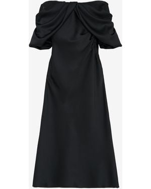 McQueen Off-The-Shoulder Draped Evening Dress - Black