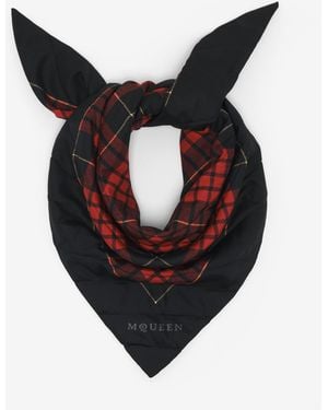McQueen Quilted Tartan Scarf - Black