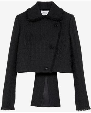 McQueen Light Tweed Cropped Jacket - Black