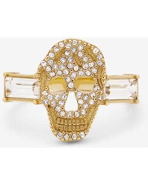 McQueen Ring Mit Pavé-Skull - Weiß