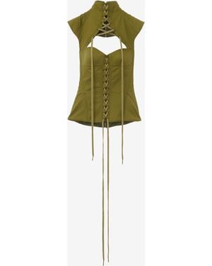 McQueen Cut-Out Corset Top - Green