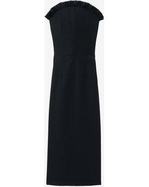 McQueen Crepon Trim Evening Dress - Black