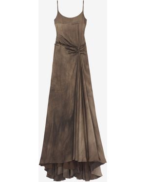 McQueen Asymmetric Drape Evening Dress - Natural