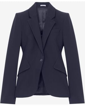 McQueen Leaf Crepe Single-Breasted Jacket - Blue