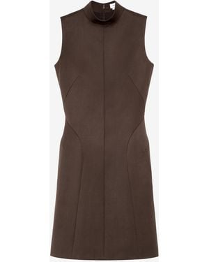 McQueen Wool Barathea Mini Dress - Brown