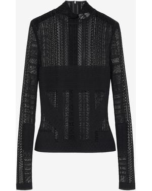 McQueen Viscose Knit Lace Top - Black
