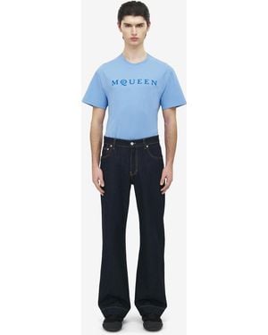 McQueen Denim-Jeans Mit Weitem Bein - Blau