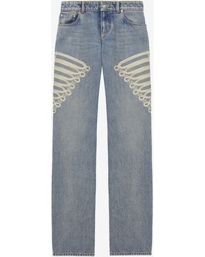 McQueen Metallic Frogging Straight Leg Jeans - Blue