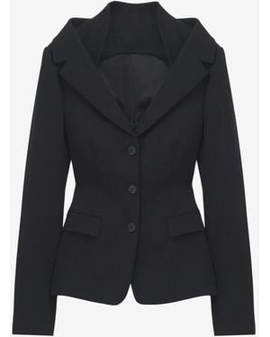 McQueen Off-The-Shoulder Harness Jacket - Black