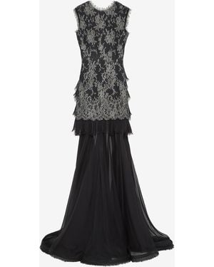 McQueen Sarabande Lace Evening Dress - Black