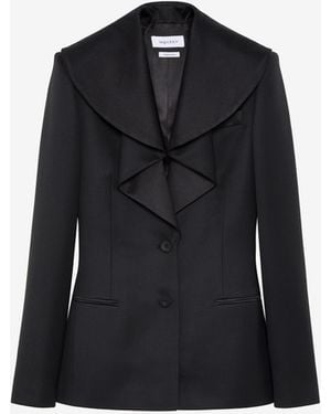 McQueen Waterfall Collar Single-Breasted Jacket - Black