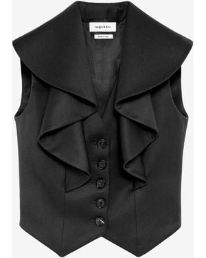 McQueen Waterfall Collar Tailored Waistcoat - Black