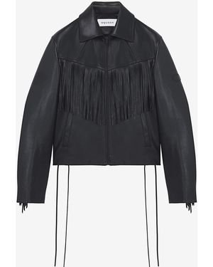 McQueen Fringe Leather Jacket - Blue