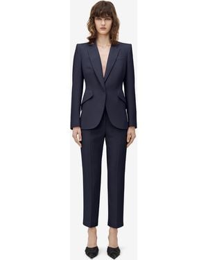 McQueen Leaf Crepe Cigarette Pants - Blue