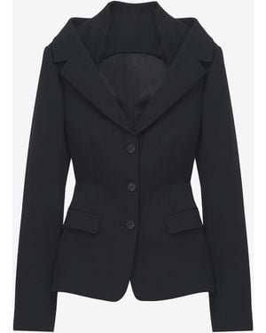 McQueen Off-The-Shoulder Harness Jacket - Black