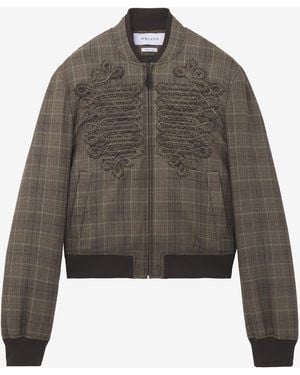McQueen Prince Of Wales Check Bomber Jacket - Brown