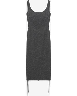 McQueen Corset Lace Flecked Pinstripe Pencil Dress - Gray