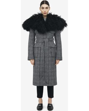 McQueen Oversized Shearling Cape Coat - Multicolor