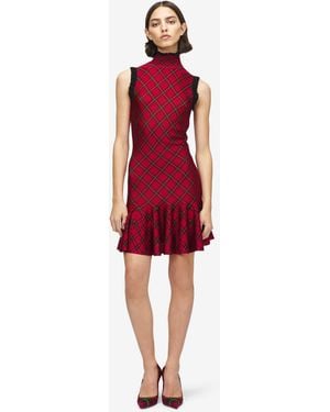 McQueen Tartan Jacquard Mini Dress - Red