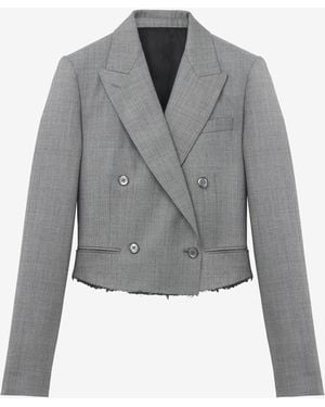 McQueen Cropped Double-Breasted Jacket - Gray