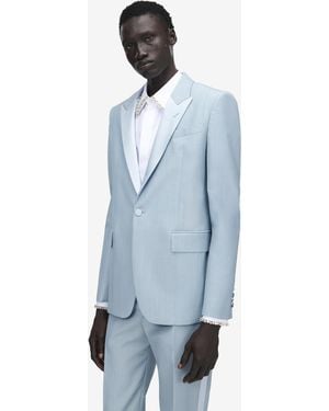 McQueen Wool Mohair Single-Breasted Jacket - Blue