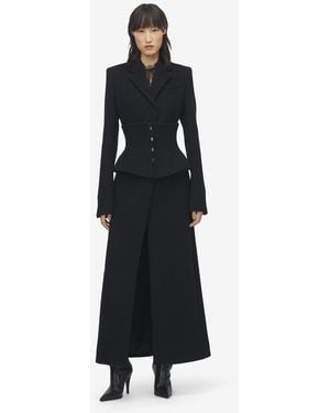 McQueen Wool Cashmere Long Coat - Black