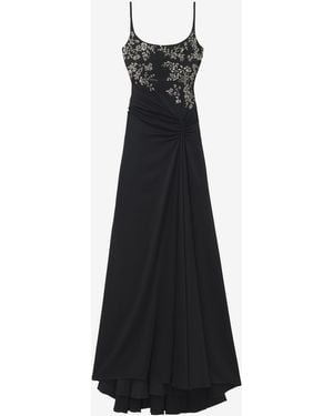 McQueen Floral Embroidery Evening Dress - White