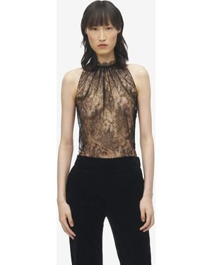 McQueen Ärmelloses Top Mit Floraler Spitze - Blau