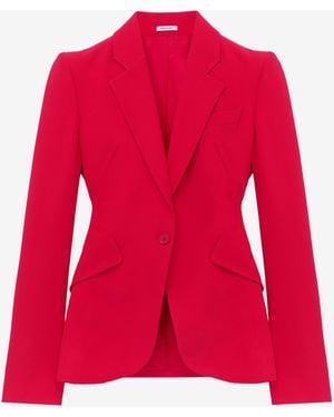 McQueen Leaf Crepe Single-Breasted Jacket - Red