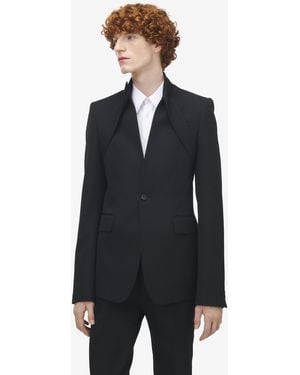 McQueen Giacca Monopetto Con Revers Capovolti - Blu