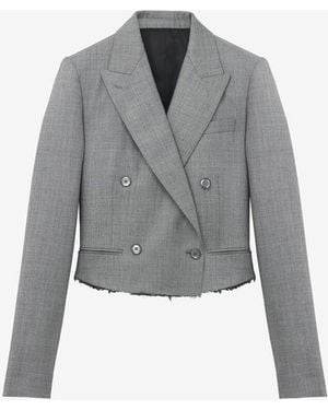 McQueen Cropped Double-Breasted Jacket - Grey