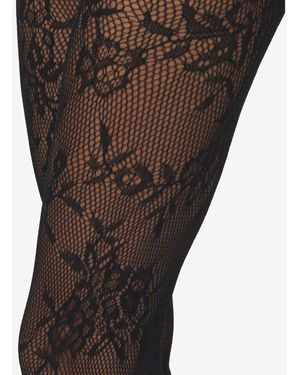 McQueen Floral Lace Tights - Black