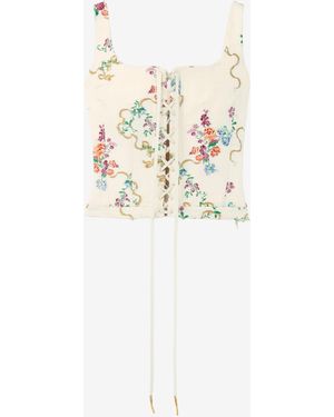 McQueen Summer Floral Corset Top - White