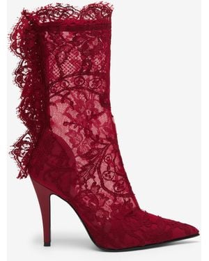 McQueen Heron Lace Boot - Red
