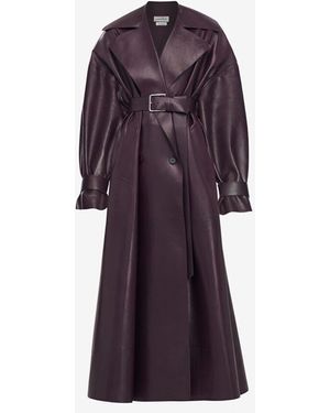 McQueen Trench in pelle con maniche cocoon - Viola