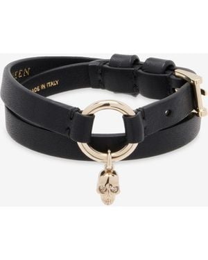 McQueen Bracelet Double Tour À Anneau Skull - Blanc