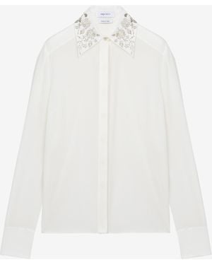 McQueen Camicia Con Ricami Floreali - Bianco