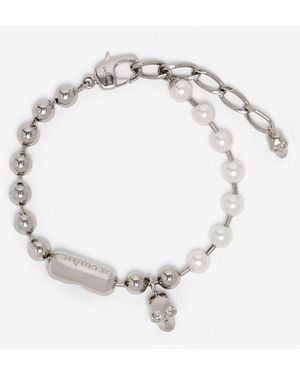 McQueen Skull & Pearl Bracelet - Metallic
