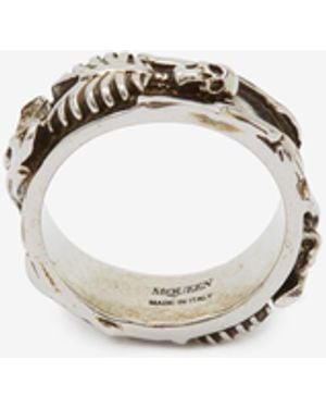 McQueen Ring Dancing Skeleton - Weiß