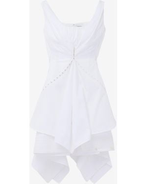 McQueen Gathered Mini Dress - White