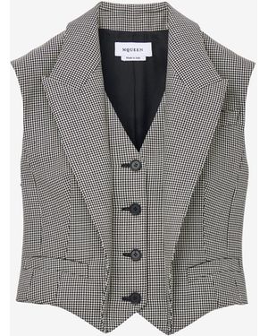 McQueen Gilet Con Motivo Pied-De-Poule - Grigio