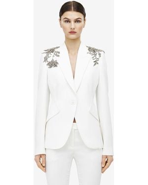McQueen Embellished Crepe Blazer - White