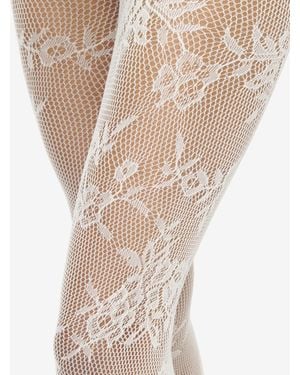 McQueen Strumpfhose Mit Floraler Spitze - Natur