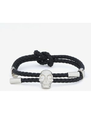 McQueen Skull Leather Bracelet - Black