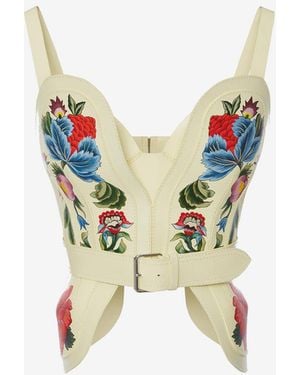 McQueen Painted Floral Corset Top - Multicolor