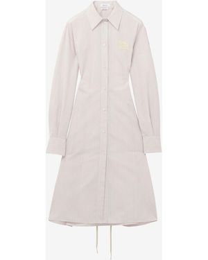 McQueen Pinstriped Shirt Dress - White