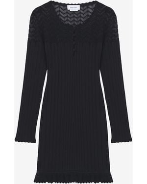 McQueen Pointelle Knit Mini Dress - Black