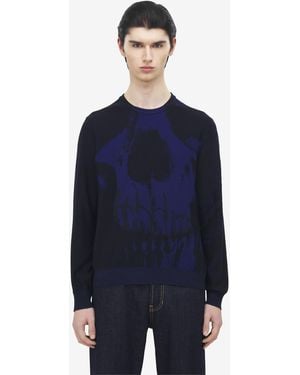 McQueen Maglione Con Motivo Skull Oversize - Blu