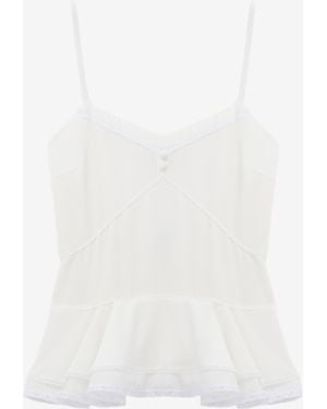 McQueen Silk Peplum Cami Top - White