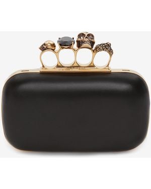 McQueen Knuckle Clutch With Chain - White